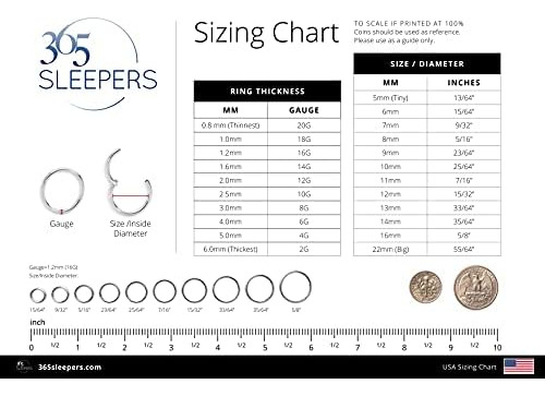 365 Sleepers Pendientes Durmientes De Aro Con Bisagras De Pl