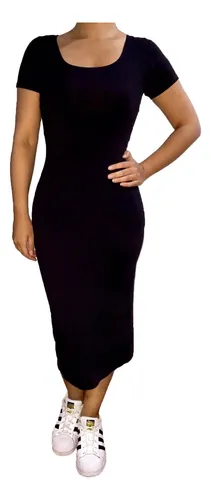 Vestido Largo Juvenil Manga Corta Moda Casual Env o Gratis