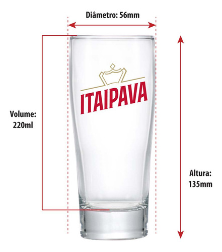 Copo de Vidro para Cerveja Itaipava Prime 220ml Ruvolo