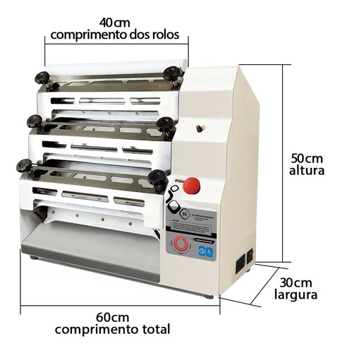 Imagem 4 de 5 de Cilindro Massa Laminador Eletrico Pastel Pão Pizza Bivolt