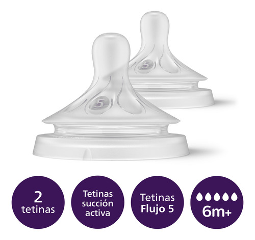 Set 2 Tetinas Avent Natural Response 6m+ Antigoteo Scy965/02