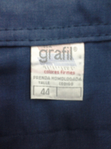 Imagen 3 de 8 de Pantalón De Trabajo Antiácido Tela Grafil Azulino 38al60