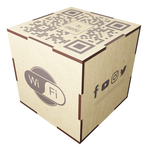 Menu En Forma De Cubo Qr Wifi, Para Restaurante Art9402