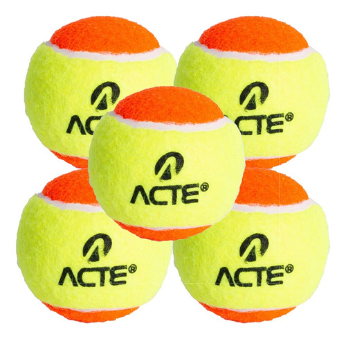 Kit 5 Bolas De Beach Tennis Stage 2 Homologadas Acte Sports Cor Amarelo