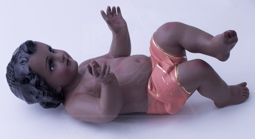 Niño Dios De 60cm Moreno Ojo Liso Artesanías Rosas Moreno