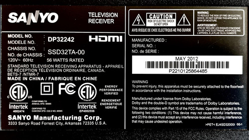 Tarjeta Madre Main Sanyo Dp32242 Ssd42t Vtv-l42612 (Usado)