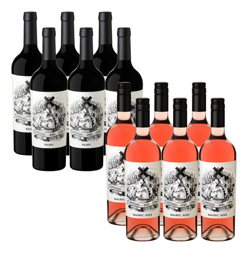 Vino Cordero Con Piel De Lobo Malbec X6 + Rose X6 750ml