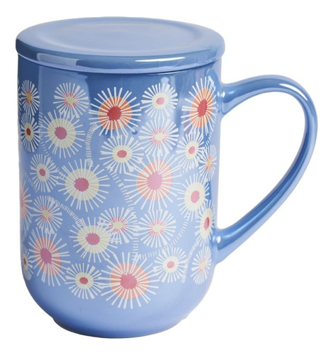 Adagio Teas Mug Bhoro Cerámica Flores Azul