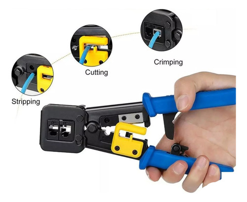 Crimpador Rj45 Rj12 Rj11 Ethernet Cabo Rede Conector Vazado