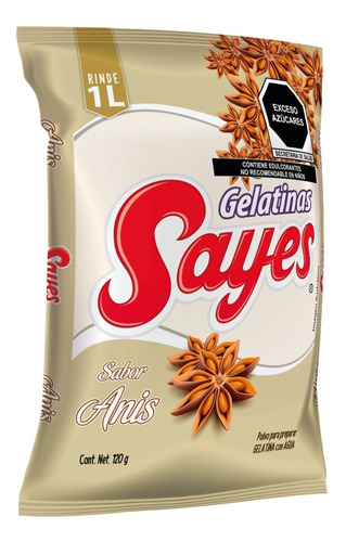 Imagen 3 de 4 de Gelatina Sayes De Agua Sabor Anis 25 Piezas 120gr