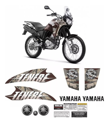 Kit Adesivo Faixa Tanque Yamaha Ténéré 250 2016 Marrom Tnr1