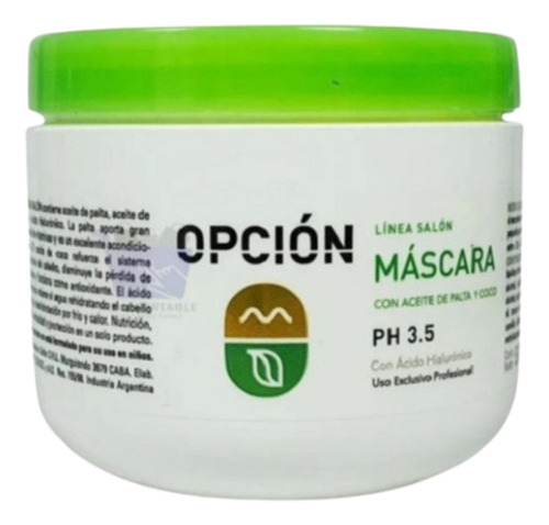 Opción Máscara Capilar Con Aceite De Palta Y Coco X 500 Ml.