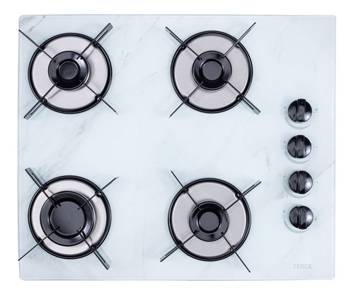 Fogão Cooktop 4 Bocas Premium Vidro Marmore Preto Ou Branco