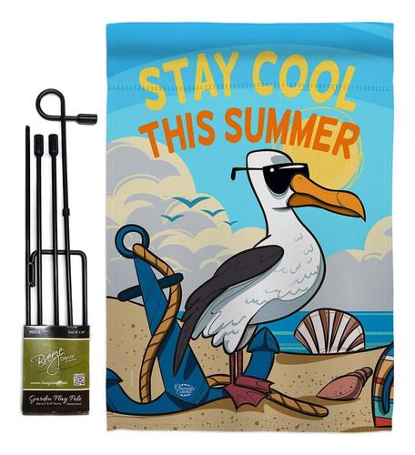Stay Cool This Summer Garden Flag - Juego Con Soporte Fun In
