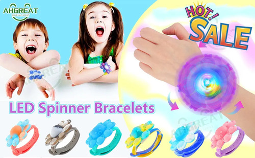 Pulsera Led Antiestrés Fidget Spinner, 3 Unidades
