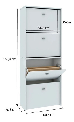 Imagen 2 de 6 de Mueble Zapatero Botinero Organizador 24 Pares 4 Cajones