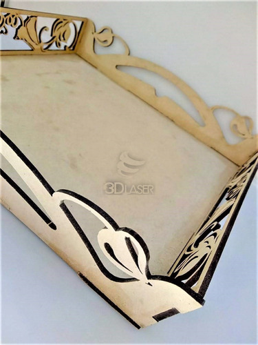 Imagen 4 de 4 de Bandeja Arabescos 25x25 Kit 10u - Mdf / Fibrofacil