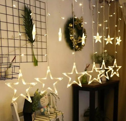 Cortina Luz Led Estrellas Exterior Cumpleaños Evento Navidad