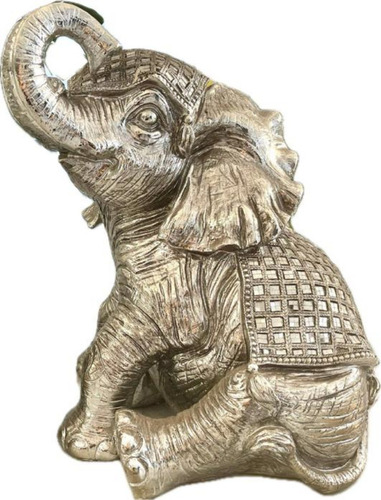 Elefante Gigante 45cm Deco Plateado Animales Figura Zn Ct