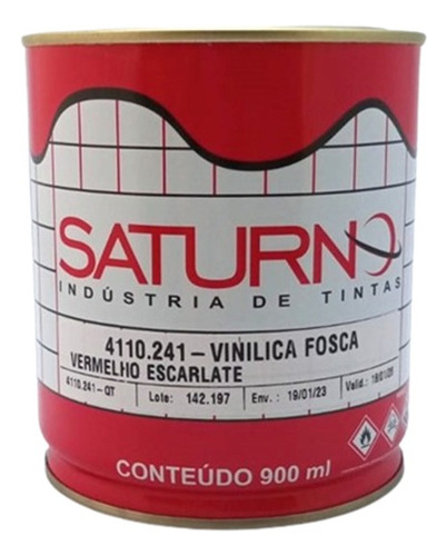 Tinta Vinílica Fosca Vermelho Escalar 900ml Saturno 4110.241