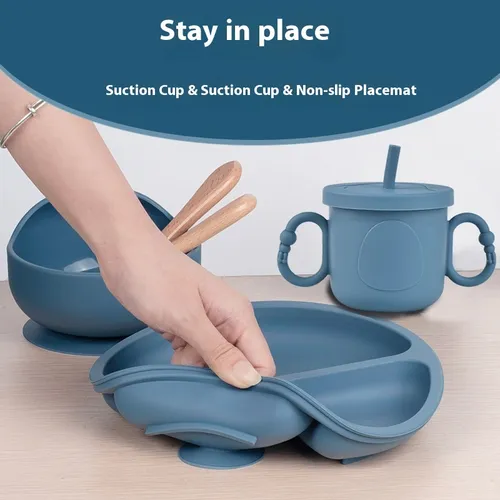 ¡feliz Comida! Juego De Cubiertos De Silicona Para Bebé.