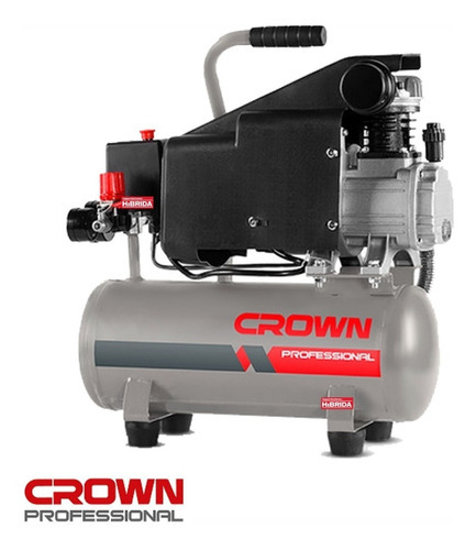 Compresor De Aire 9 Lt Crown 1hp Pintar Clavadora Neumática Color Gris