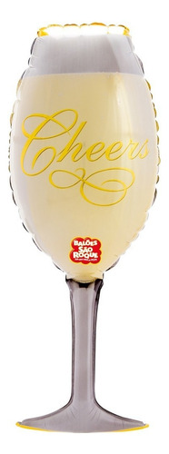 Balão Metalizado - Taça De Espumante - Champagne - Ano