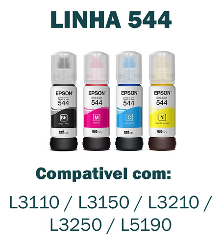 Kit 08 Refis De Tinta Epson T544 L3110 L3250 L3150 - B Y C M