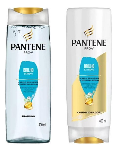 Kit Shampoo + Condicionador Pantene 400ml Brilho Extremo