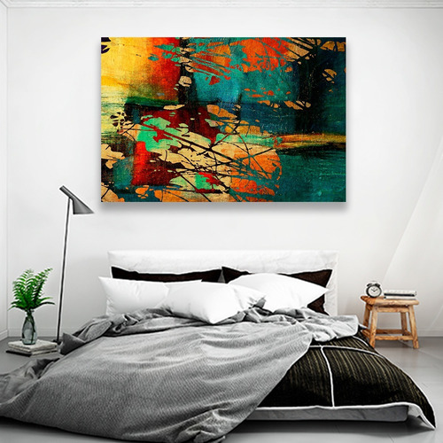 Cuadro Decorativo Canvas Abstracto Brochazos De Colores