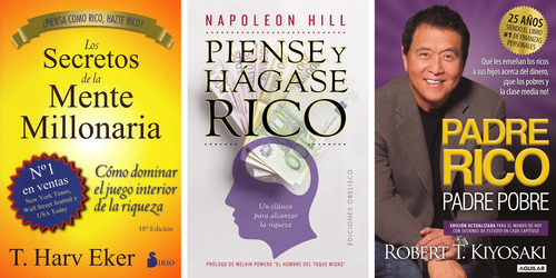 Tri-pack De Finanzas Kiyosaki + Napoleon Hill + T. Harv Eker