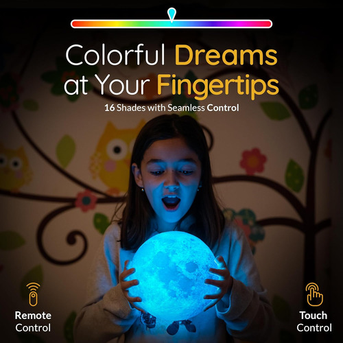 Lámpara De Luna 3d Luz Nocturna Dormitorio De Niños, ...