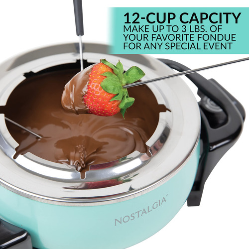 Fondue Pot Eléctrico Nostalgia Modelo 12-cups Acero Aqua Color