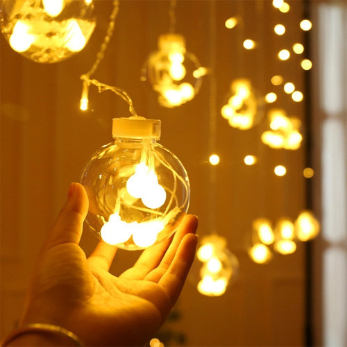 Imagen 4 de 8 de Luz Led Navidad Cascada Esferas Decorativa Adorno 3 Mts Boda