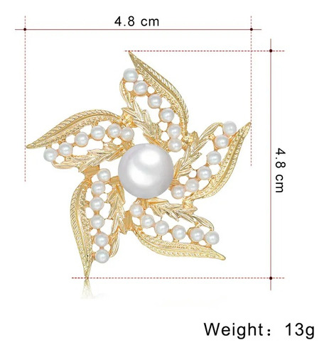 Broche  Pin Prendedor Flor Con Perlas  Elegante 1 Pza