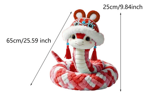 Zl Año Nuevo Chino Serpiente De Peluche De Juguete Rojo 25cm