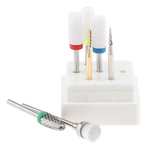 7x Cuticle Clean Nail Broca Rotary Burr Grinding Head Nail