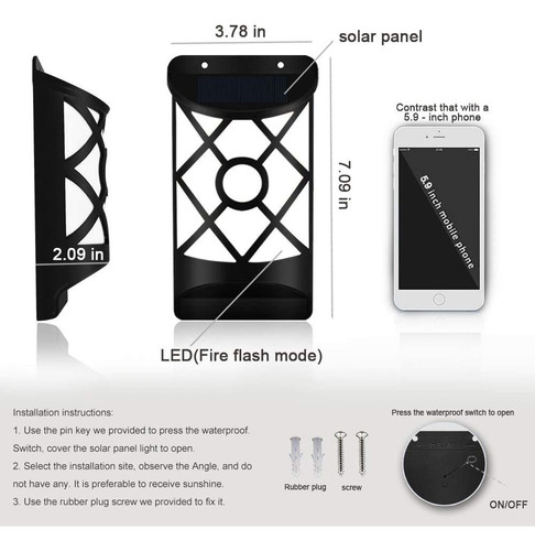 2 Piezas De Luz Solar De Llama Al Aire Libre Impermeable