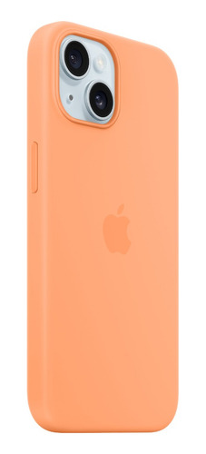 Capa de silicone Apple Magsafe para iPhone 15 com sorvete de laranja - Distribuidor Autorizado