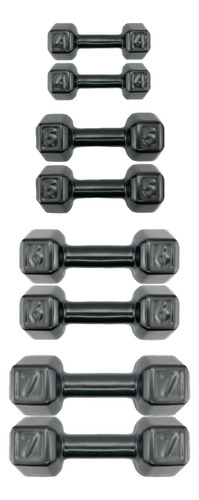 Kit Halter Sextavado Emborrachado Par 4 5 6 7 Kg -total 44kg