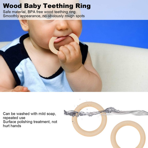 10 Piezas De Anillos De Dentición De Madera, Círculos De Mad