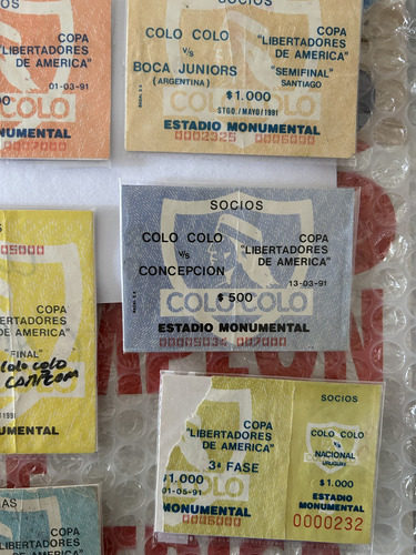 Entradas Colo -colo Copa Libertadores 1991. (Usado)