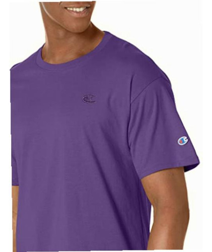 Camiseta clássica com estampa de jérsei, Champion, masculina, roxa Pr, cor roxa Pr