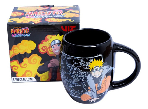 Caneca Naruto Shippuden Uzumaki Mangá Anime Té Café Piticas Color Negro