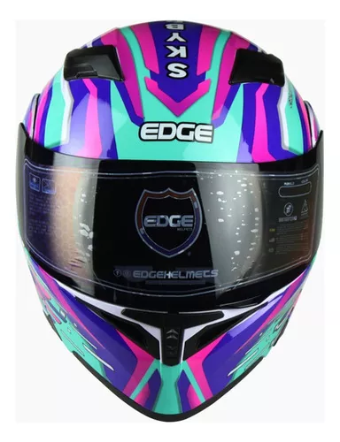 Casco Moto Mujer Morado Abatible Edge Supernova Pilot Dot