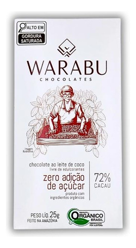 Chocolate Vegano Orgânico Zero Açúcar 72% 70g