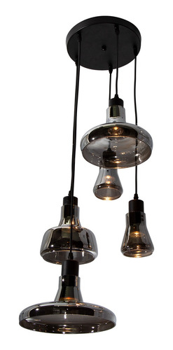 Lumimexico H9267-1 Lámpara Colgante Madera Ahumado Negro Gu10 11w 5 Luces