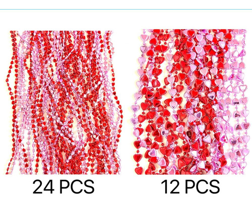 60 Piezas De Collar De Cuentas En Forma De Corazón Para El D
