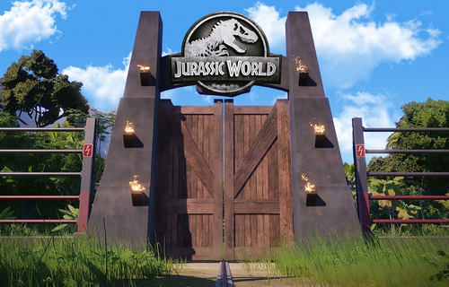 Fondo De Tela Entrada Al Parque Jurassic World Jurassic Park