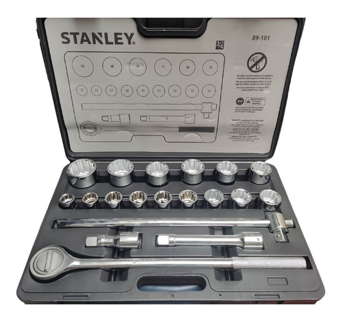 Juego 19 Dados Mando 3/4pLG Métricas 22-50mm 89-101 Stanley